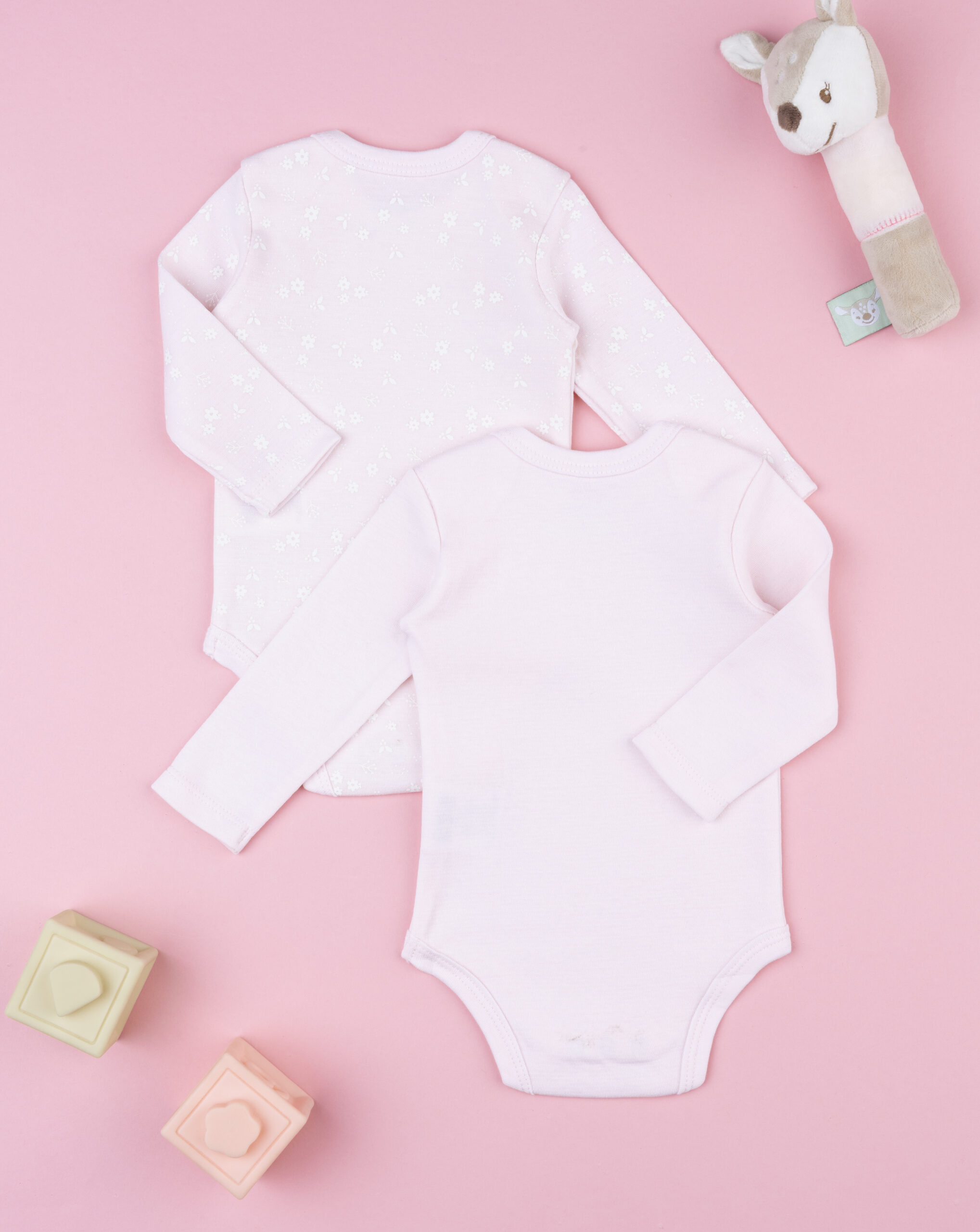 Body bimba maniche lunghe rosa fiori