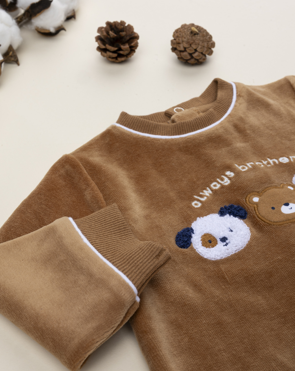 Tutina neonato ciniglia marrone