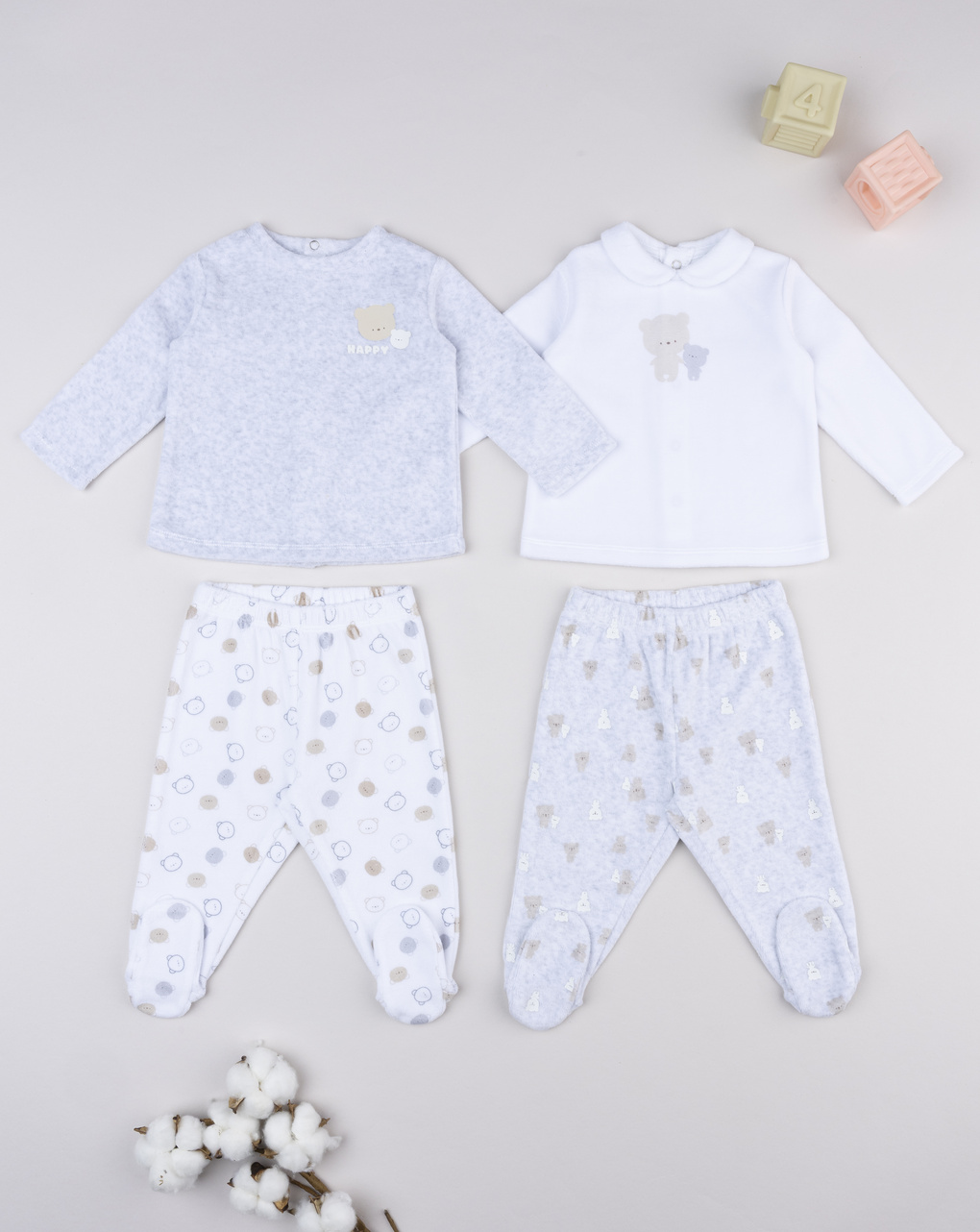Pack 2 completi neonato bianco/grigio