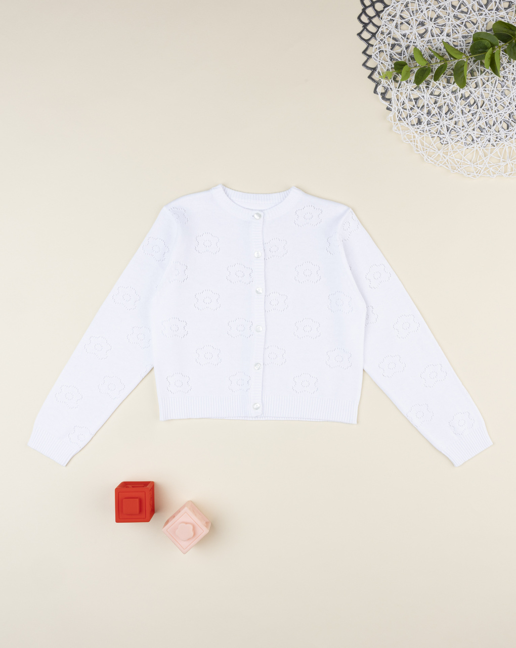 Cardigan bianco traforato bambina
