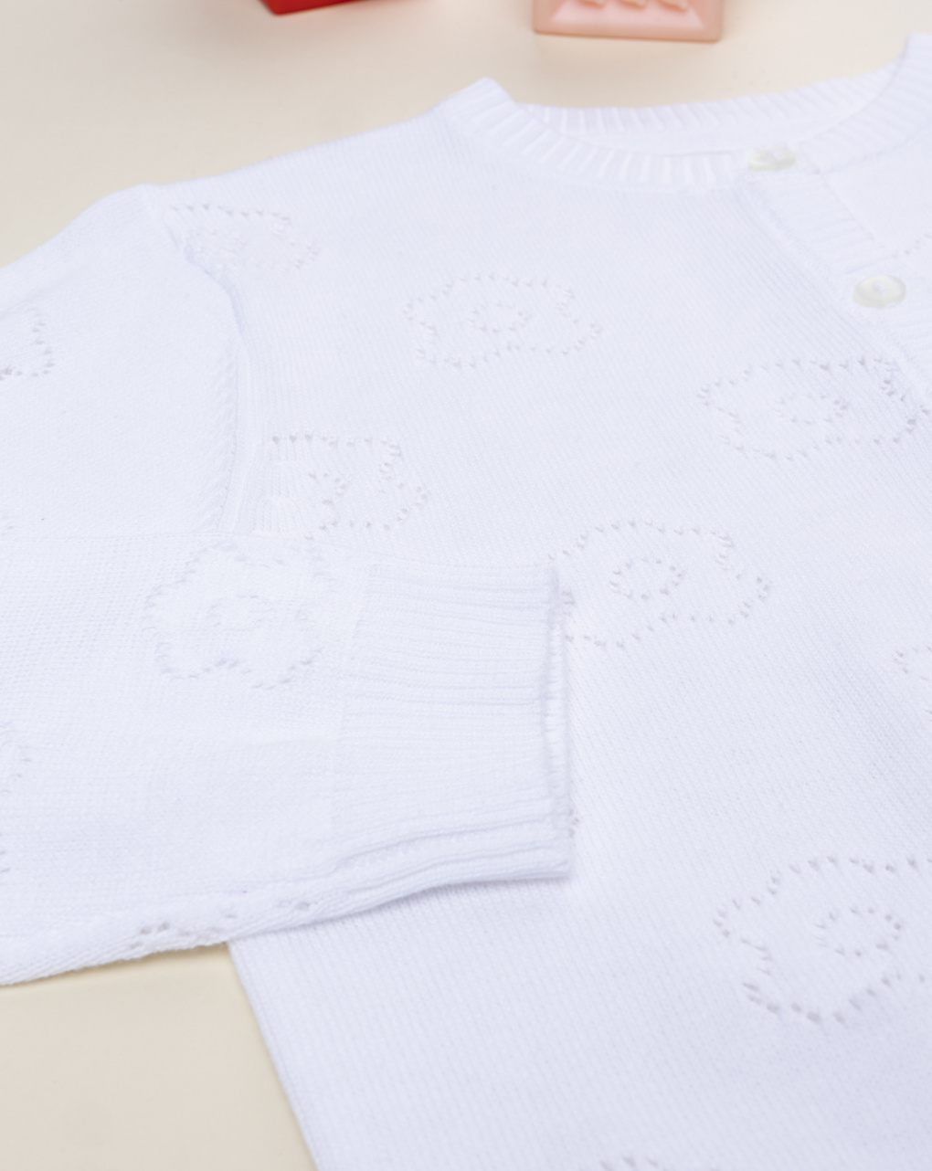 Cardigan bianco traforato bambina