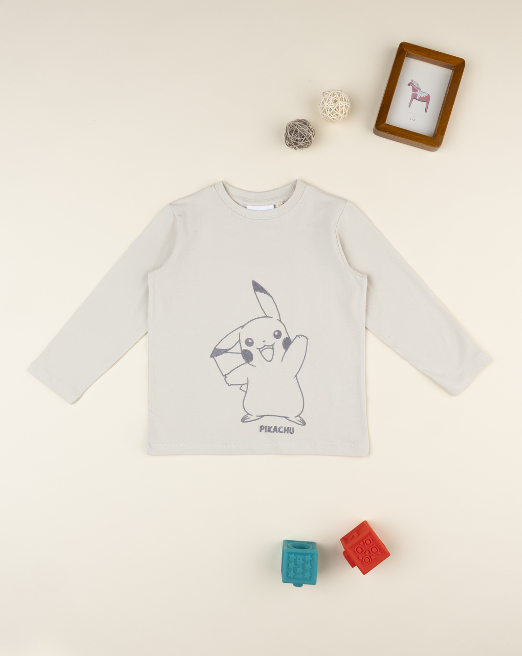 T-shirt manica lunga beige pokémon