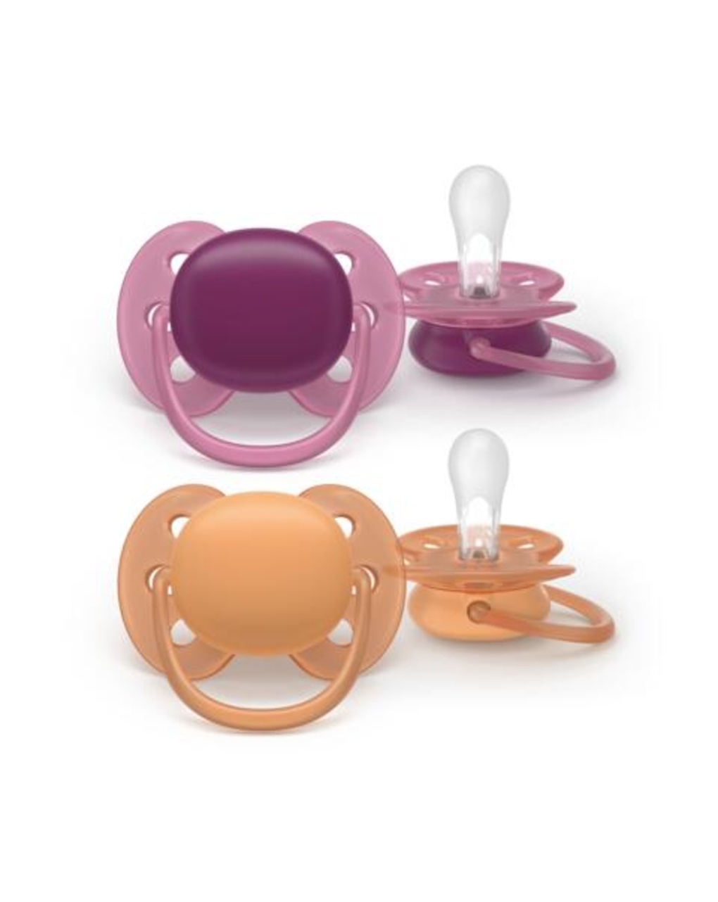 Succhietti ultra soft 18m+ pastello viola e marrone, a base vegetale - set da 2 ciucci - philips avent