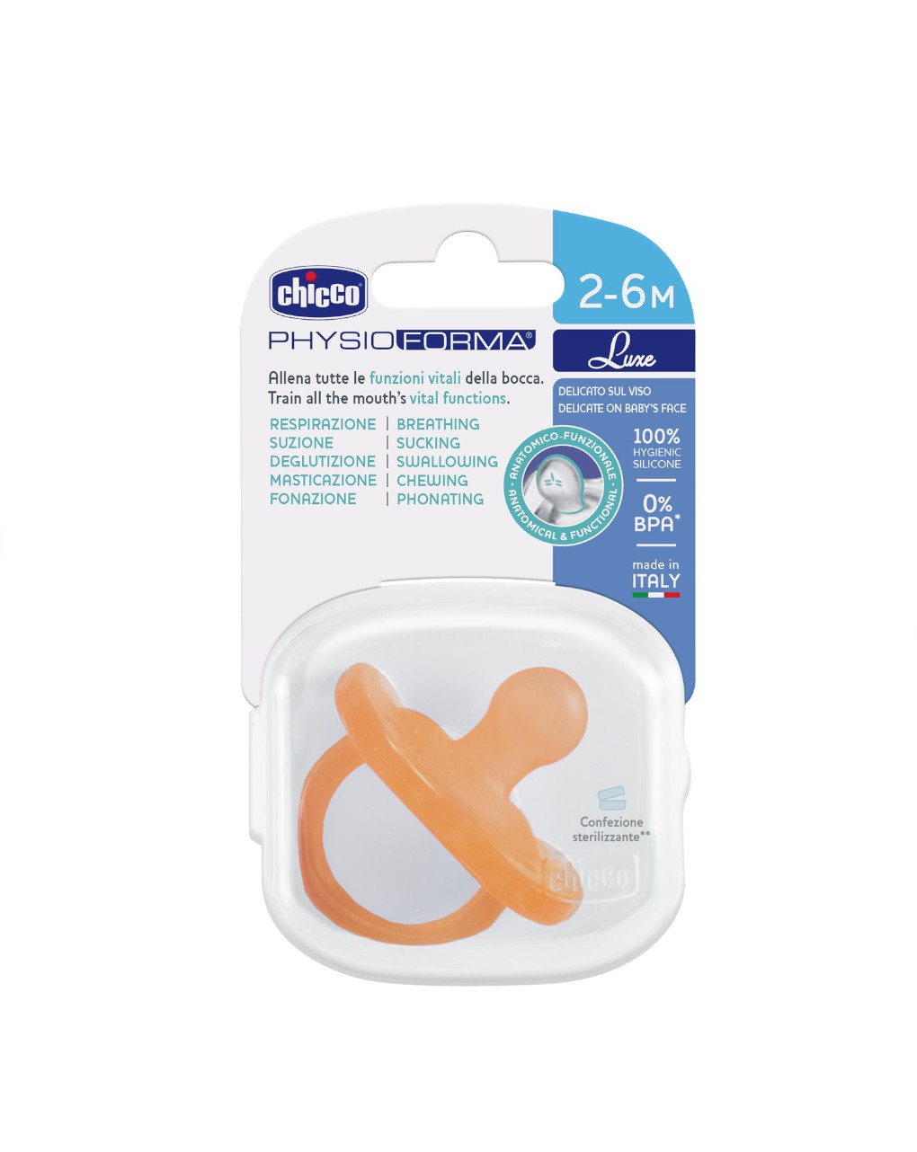 Gommotto silicone luxe 2-6m 1pz arancio - chicco