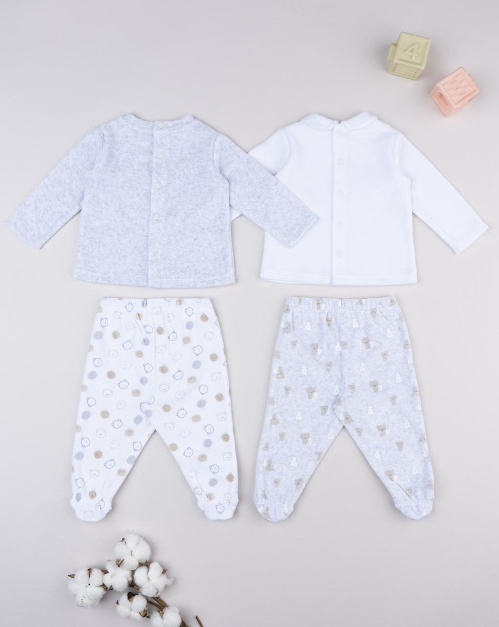 Pack 2 completi neonato bianco/grigio