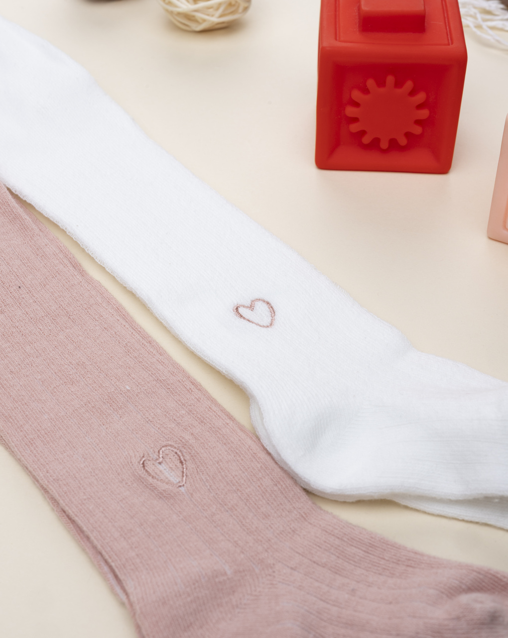 Pack 2 collant coste bambina con cuori