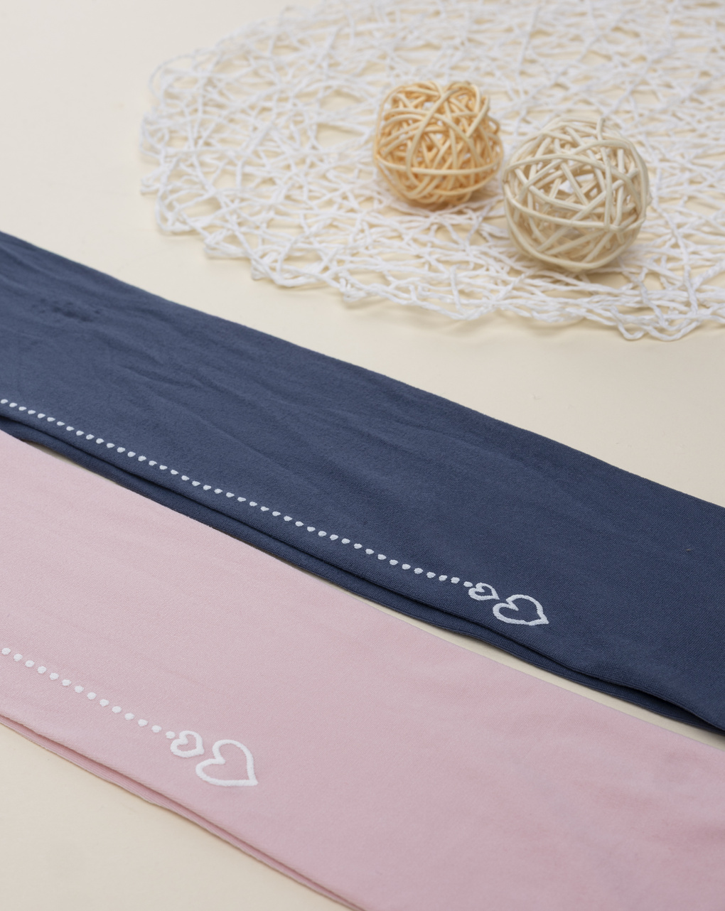 Collant microfibra bambina rosa/blu cuori