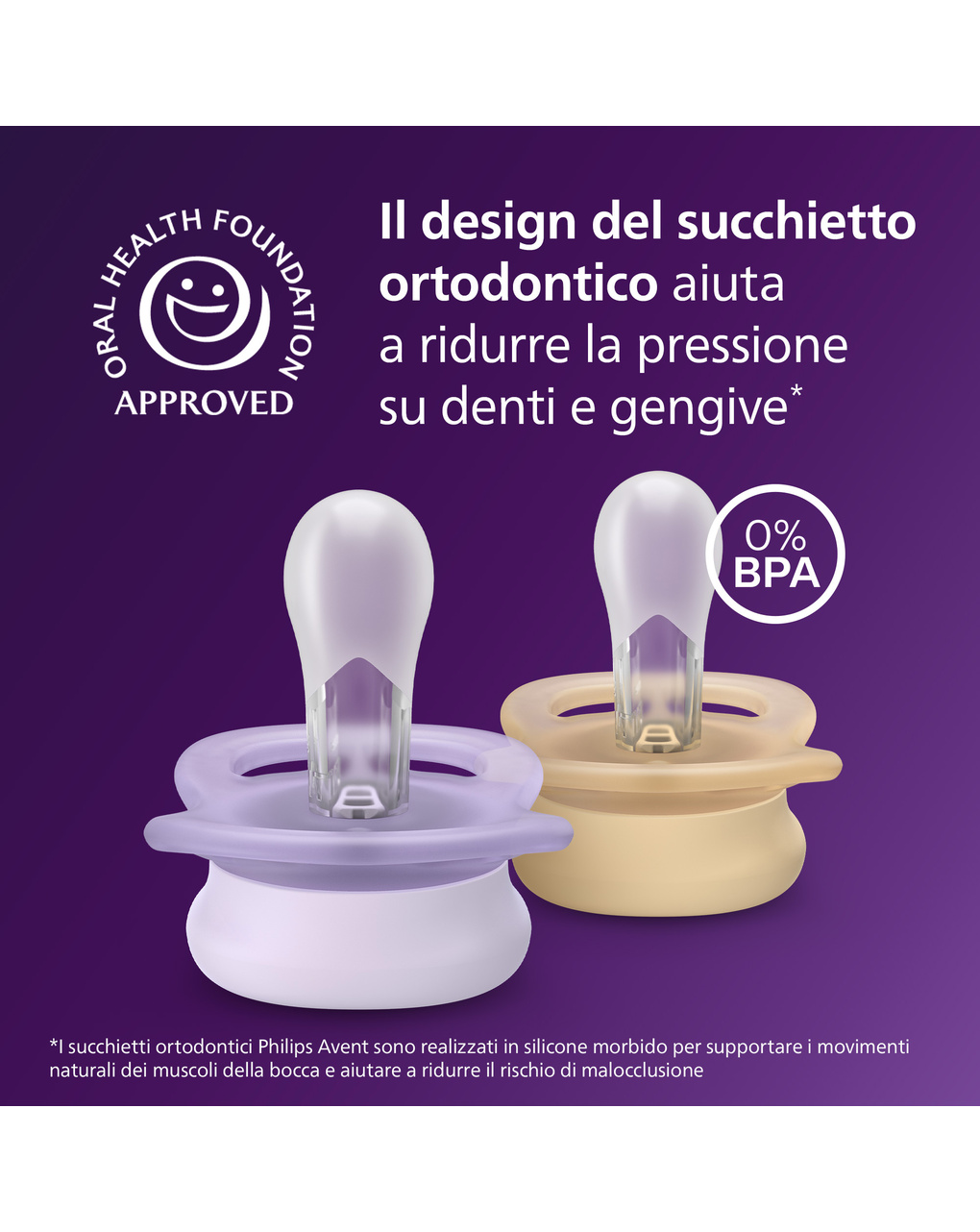Succhietti ultra start 0-2m day pastello giallo e viola con decorazioni, a base vegetale - set da 2 ciucci - philips avent
