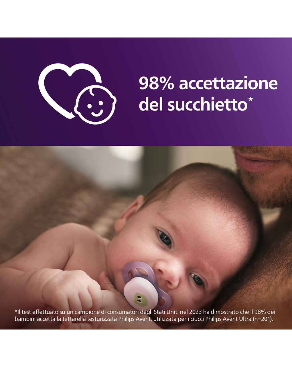 Succhietti ultra start 0-2m day pastello giallo e viola con decorazioni, a base vegetale - set da 2 ciucci - philips avent