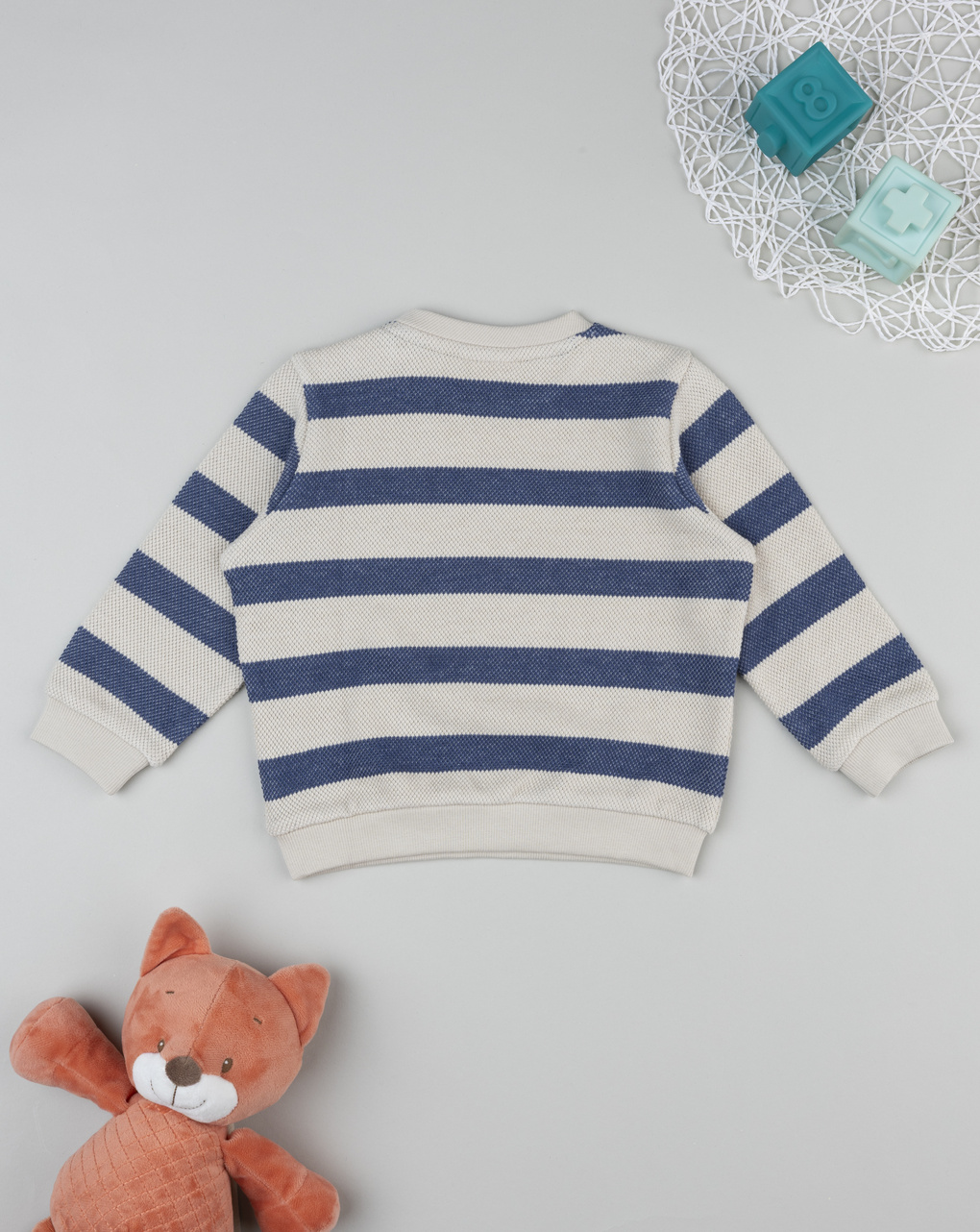 Maglia bimbo rigata blu/beige con stampa