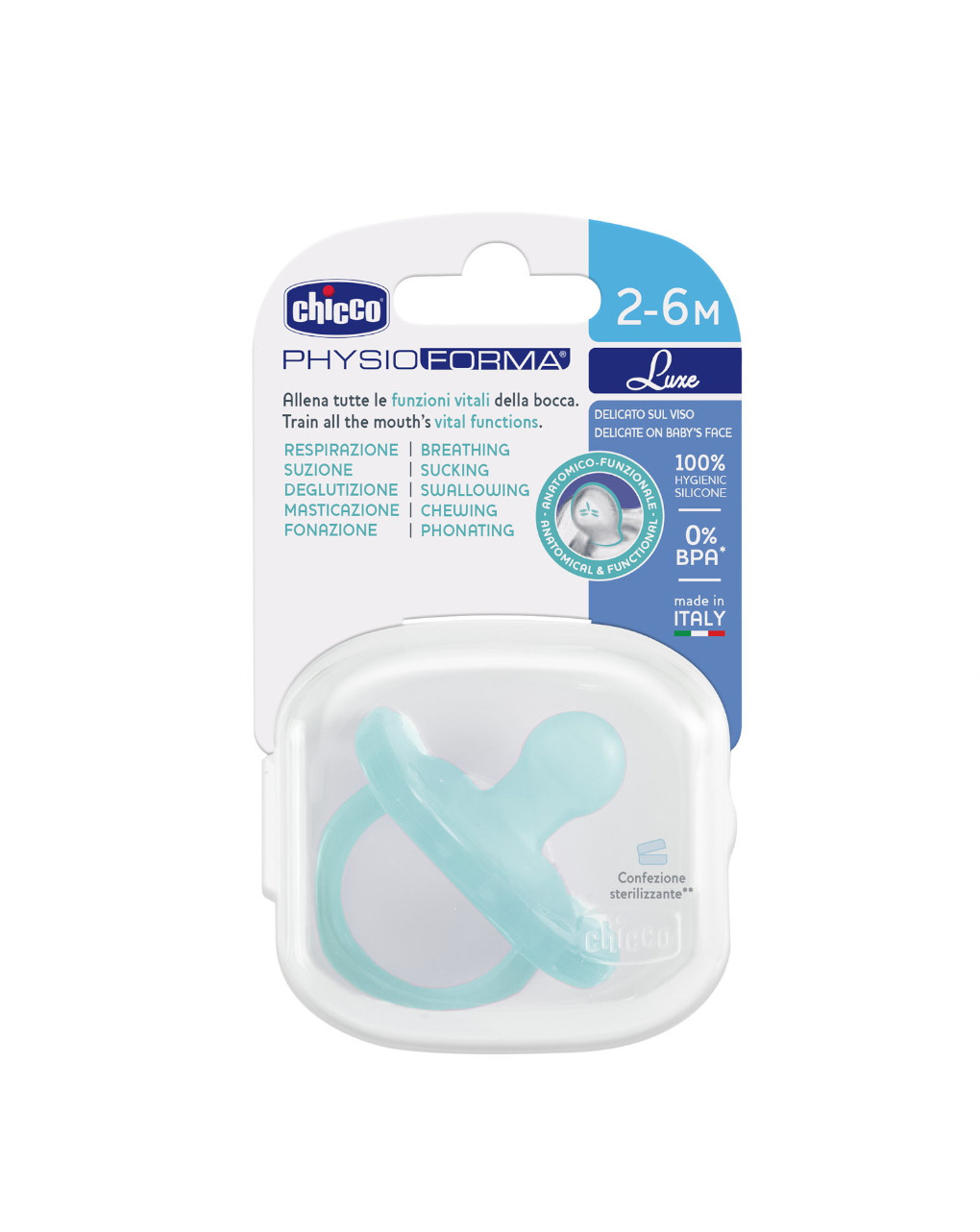 Gommotto silicone luxe 2-6m 1pz azzurro - chicco