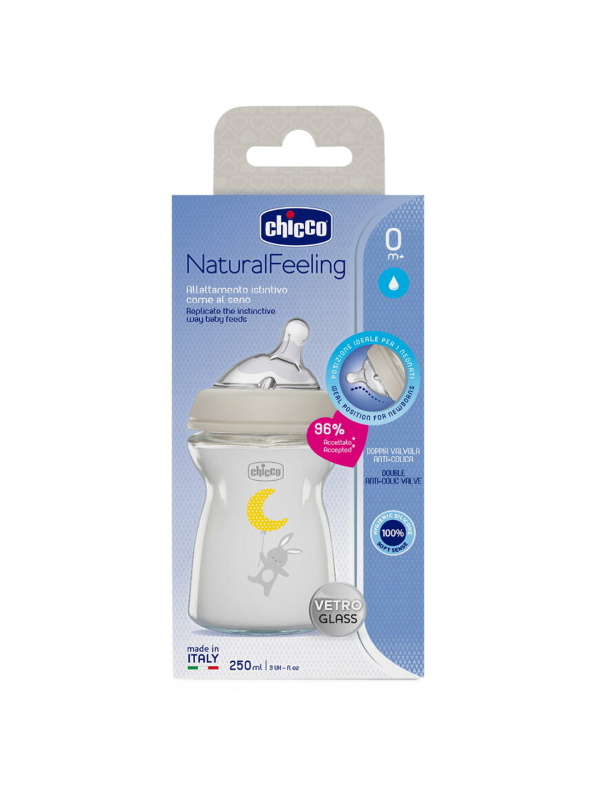 Biberon in vetro naturalfeeling 0m+ | flusso lento | 250ml - chicco - Chicco