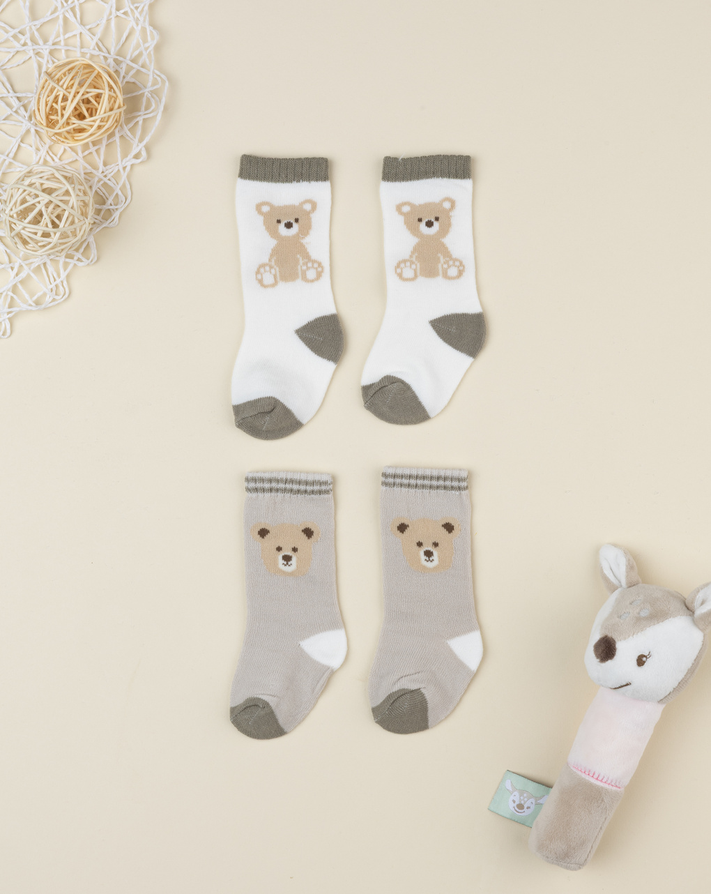 Pack 2 calze caldo cotone bimbo orsetti