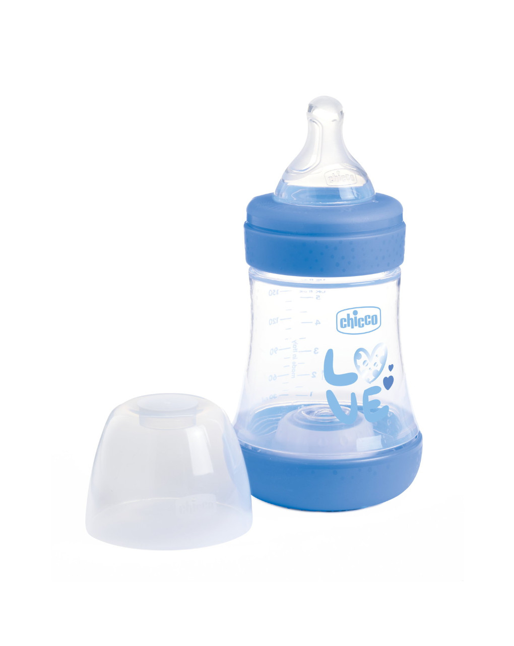 Biberon perfect5 azzurro 150ml in silicone 1 foro - chicco
