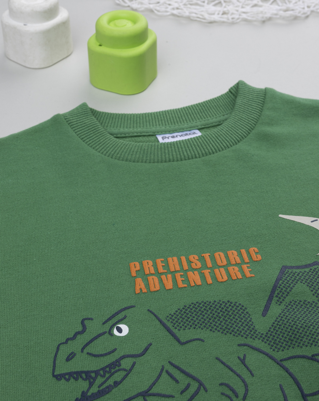 Felpa bambino verde stampa rilievo