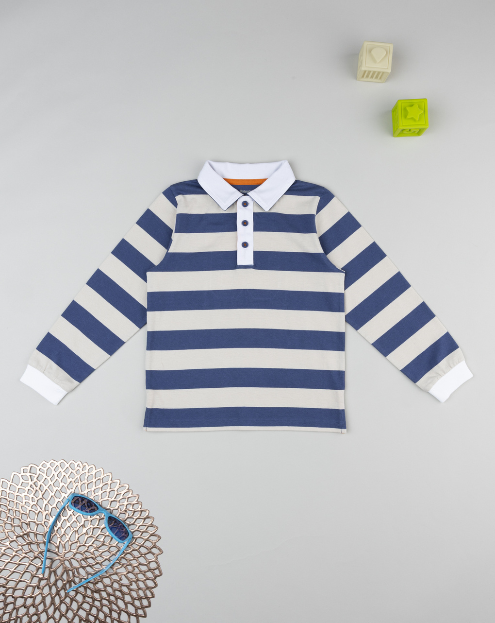 Polo rigata blu bambino