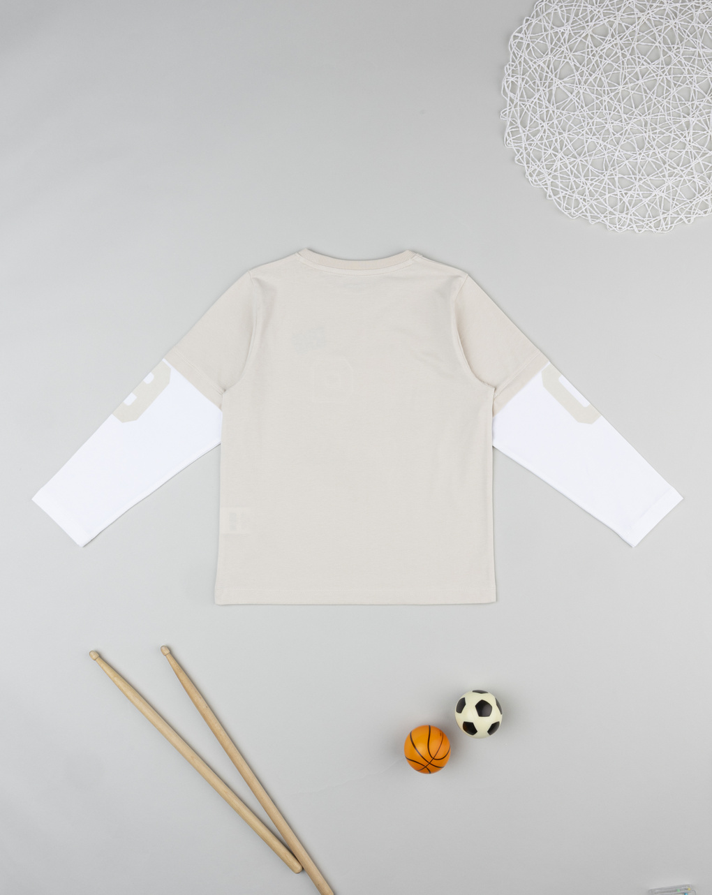 T-shirt beige bambino finto doppio