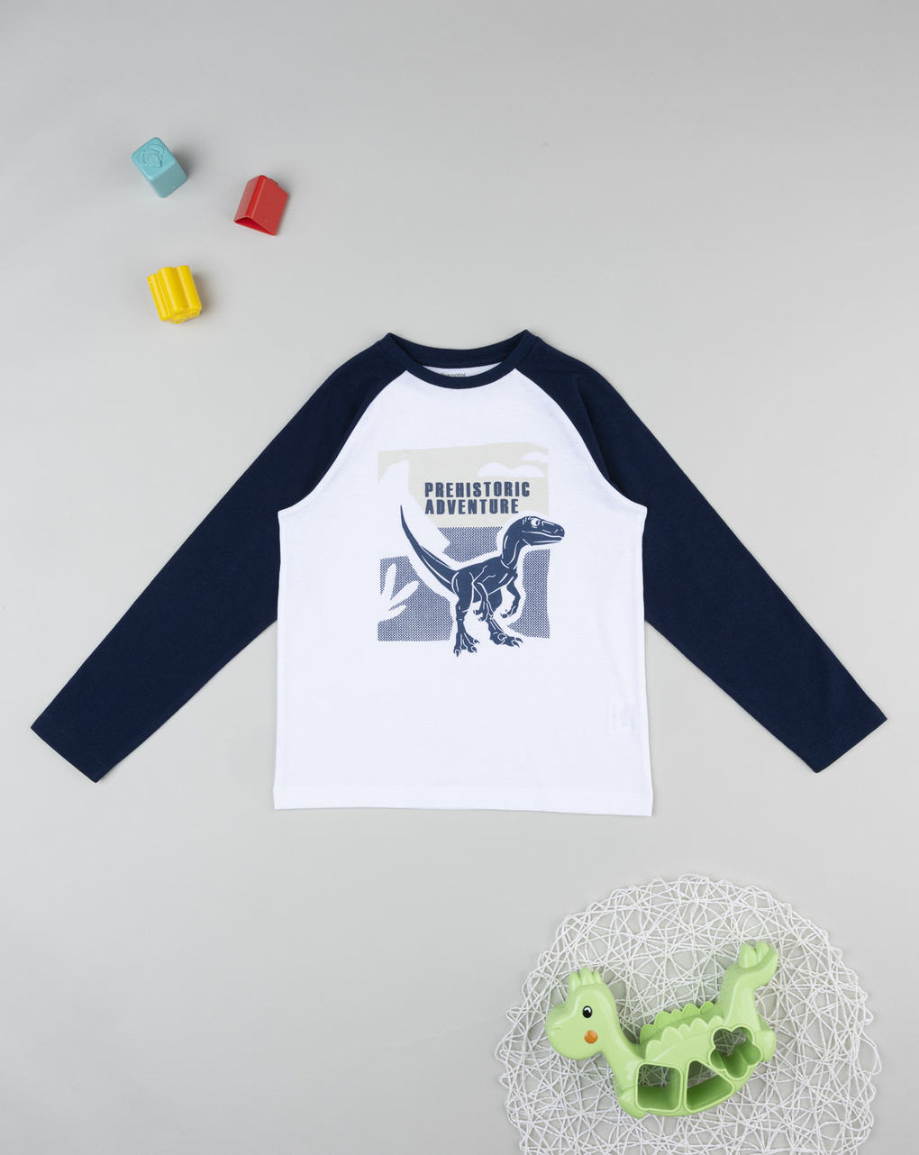 T-shirt bambino bianca/blu stampa