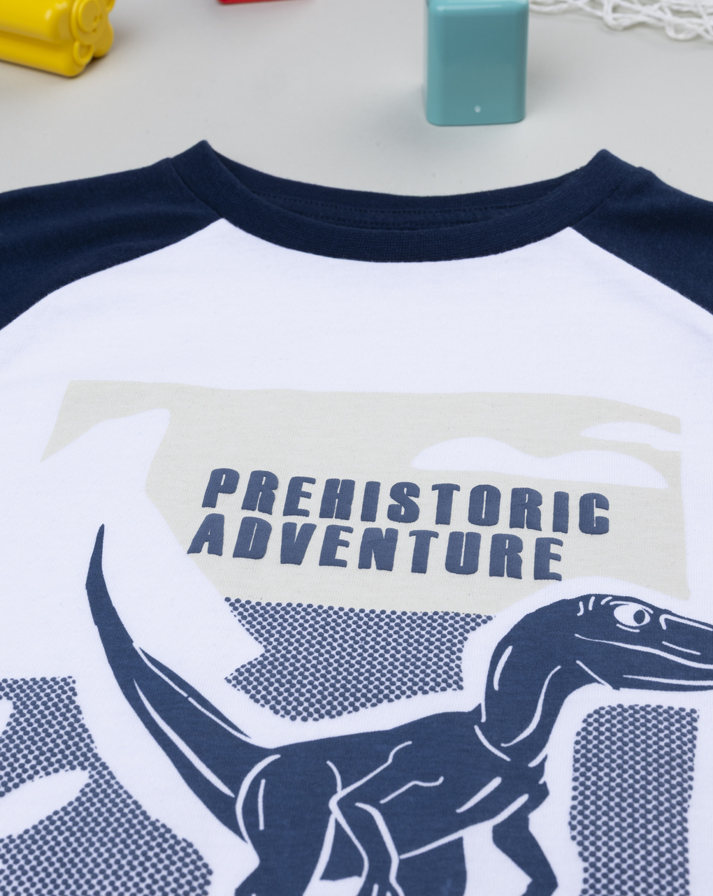 T-shirt bambino bianca/blu stampa