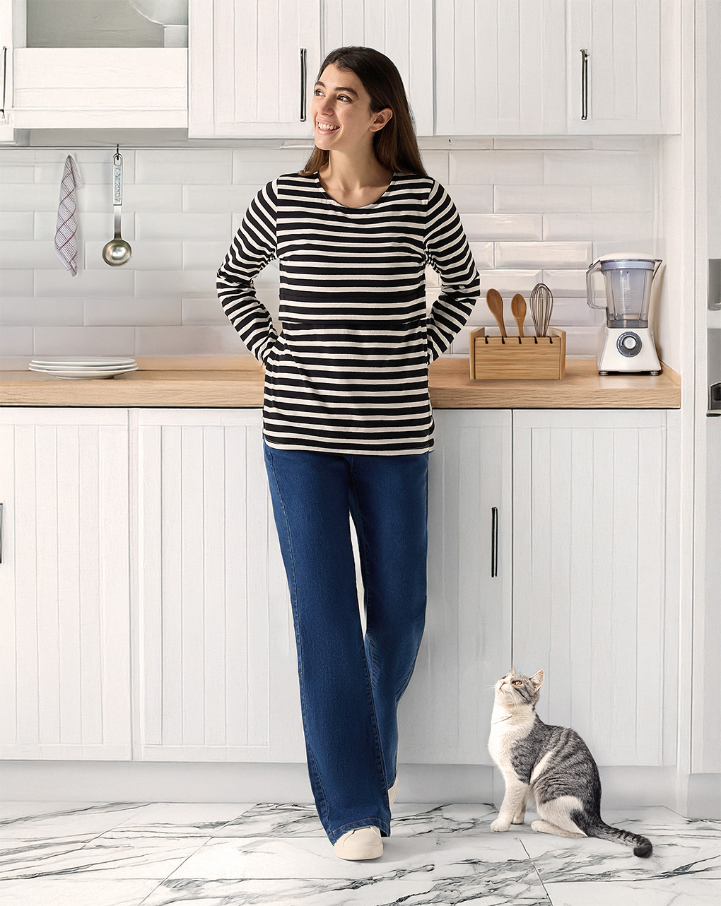 T-shirt allattamento fantasia righe nere