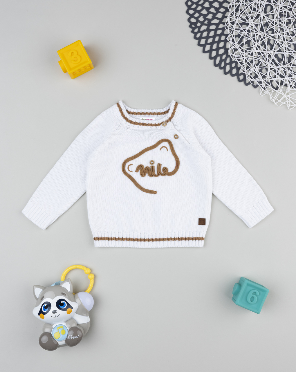 Maglione tricot neonato con ricamo