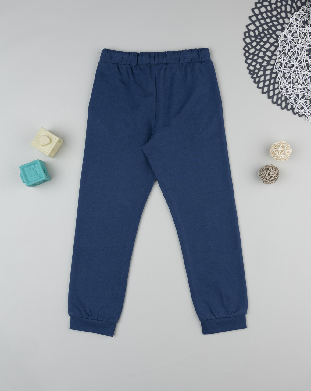 Pantalone bambina blu cuore strass