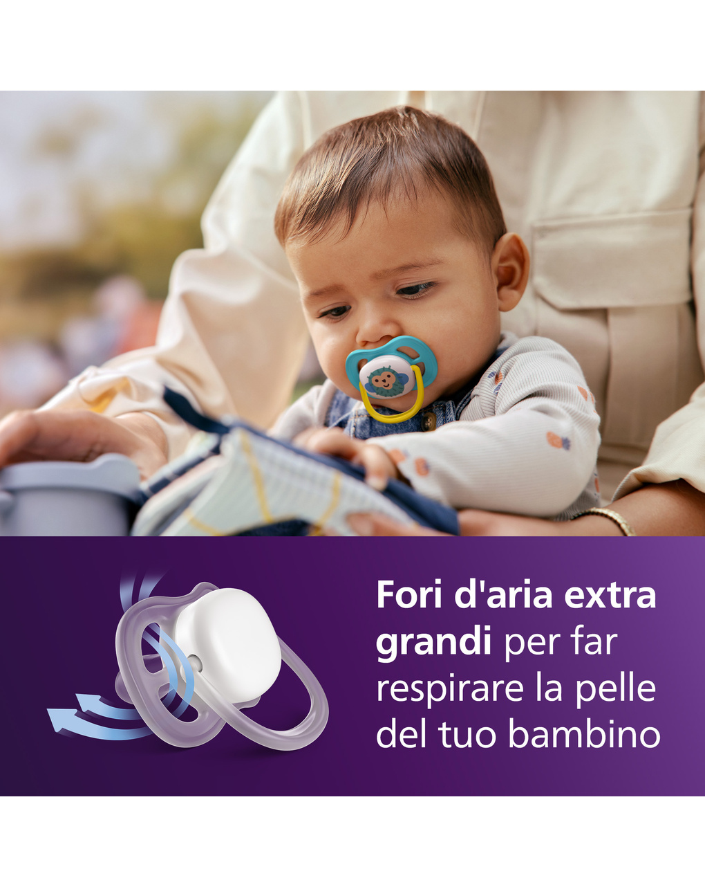 Succhietti ultra air collection 6-18m scimmia e banana, a base vegetale - set da 2 ciucci - philips avent