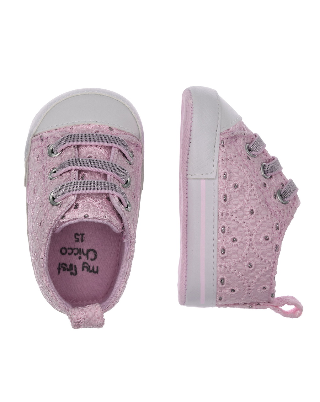 Sneaker neonato con stringhe elasticizzate