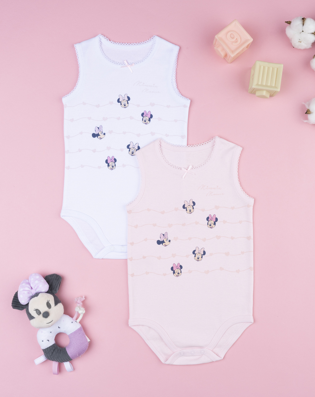 Pack 2 body bimba minnie bianco/rosa
