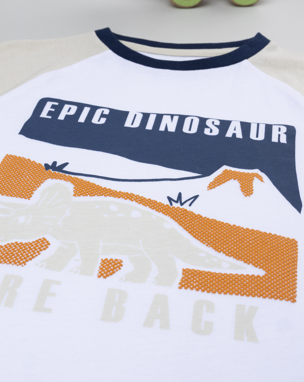 T-shirt bambino bianca/beige dinosauri