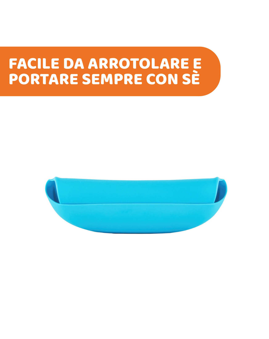 Bavaglino in silicone azzurro 6m+ facile da arrotolare - chicco