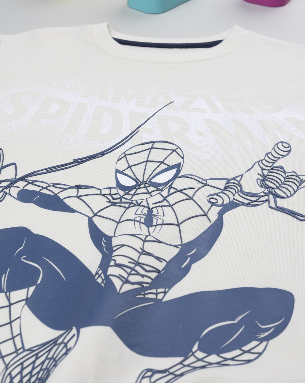 Jogger bambino beige/blu spiderman