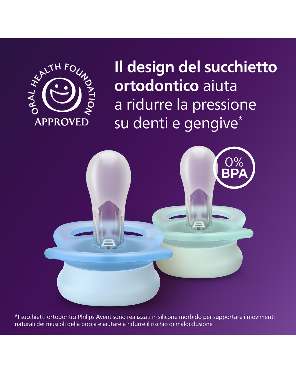 Succhietti ultra start 0-2m pastello verde e blu con decorazioni, a base vegetale - set da 2 ciucci - philips avent