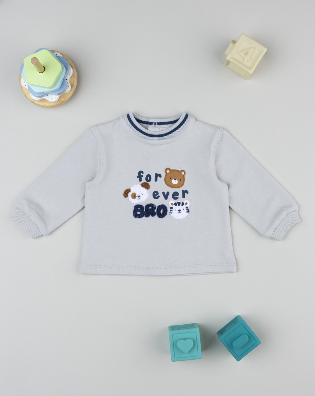 Felpa bimbo grigia animali