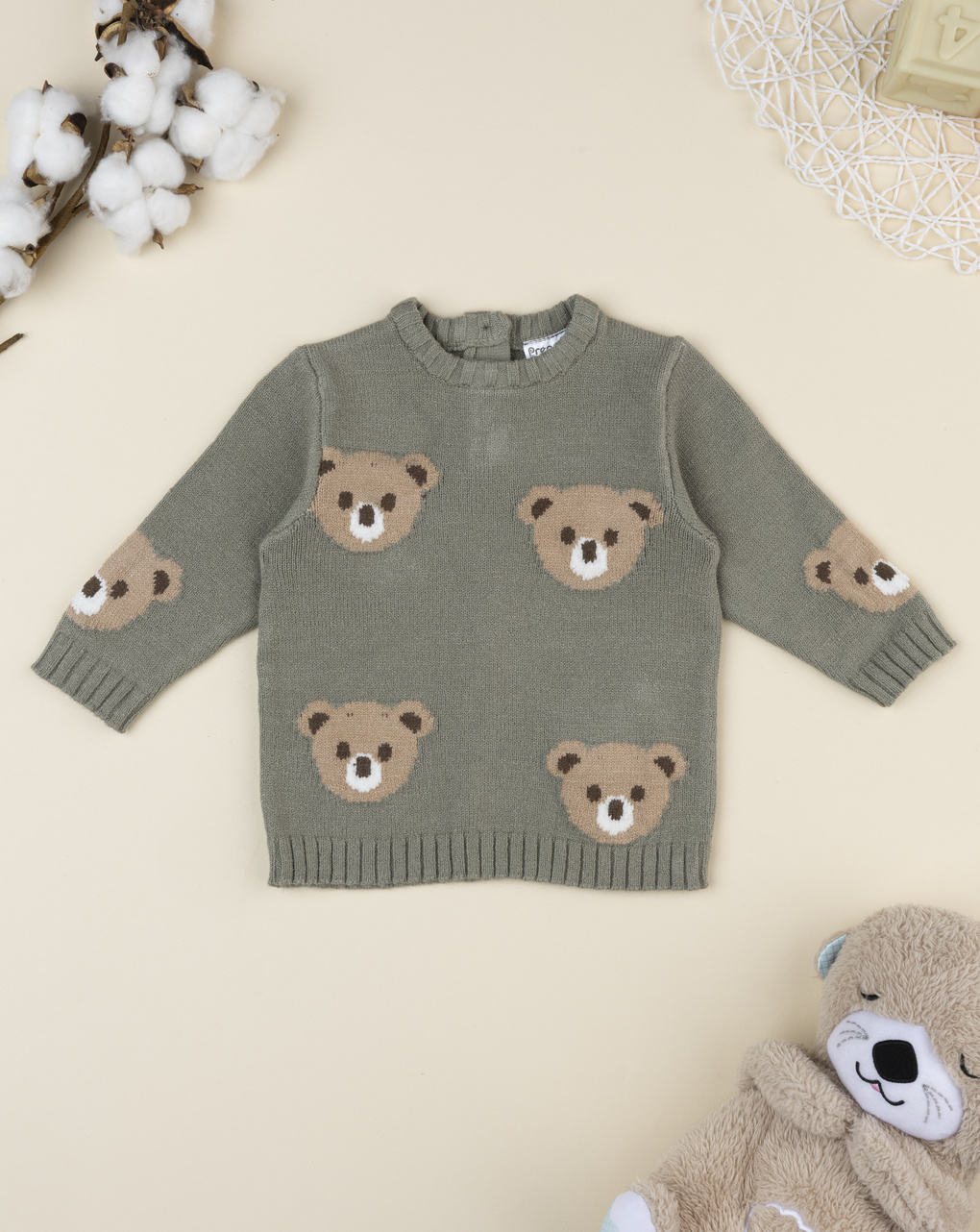 Maglia tricot bear verde bimbo