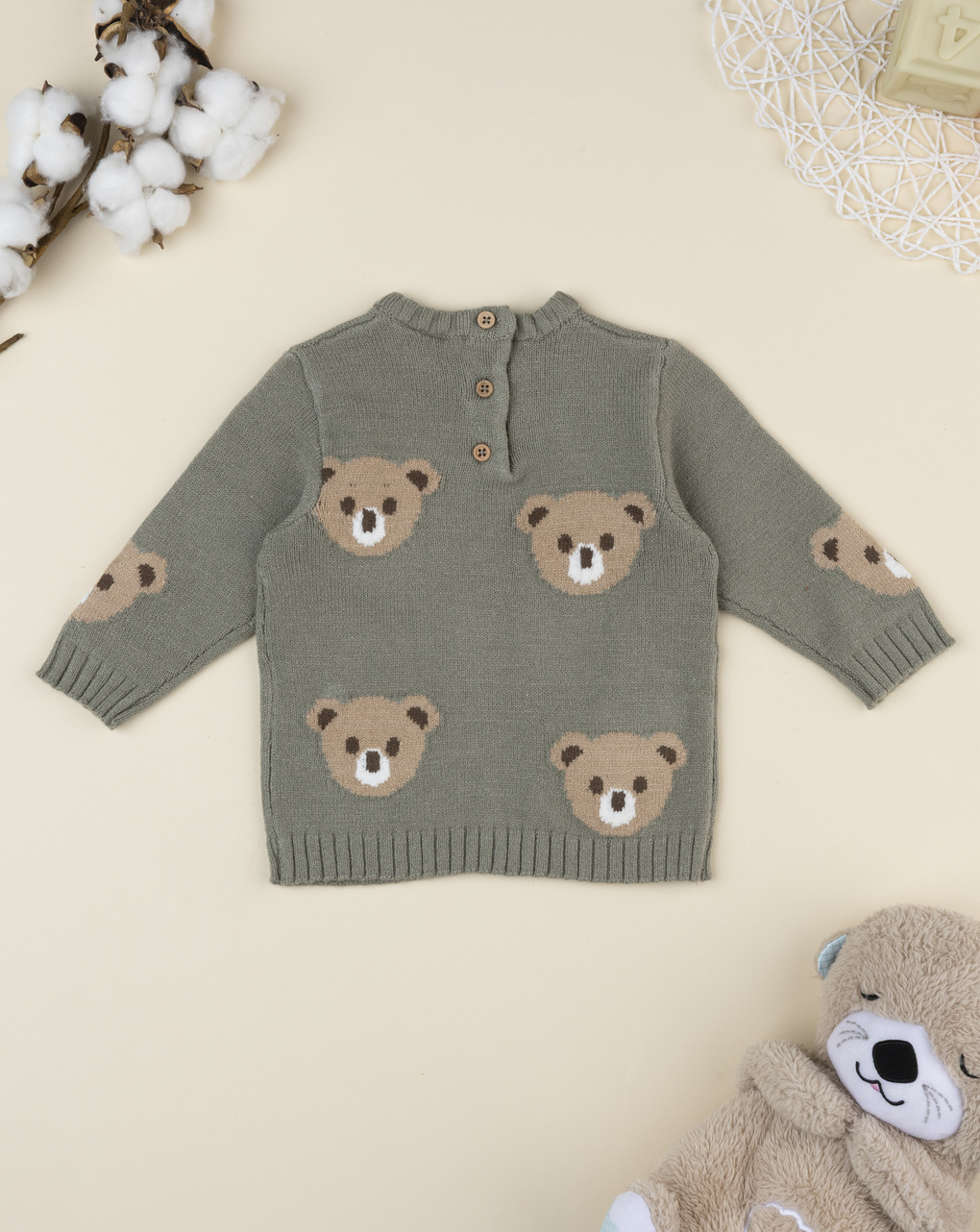 Maglia tricot bear verde bimbo