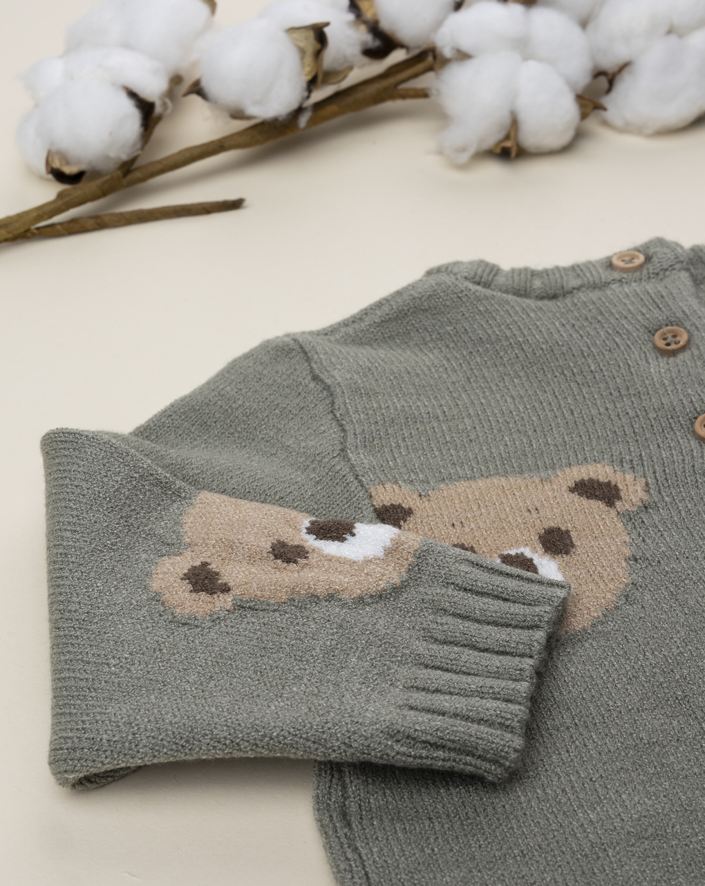Maglia tricot bear verde bimbo