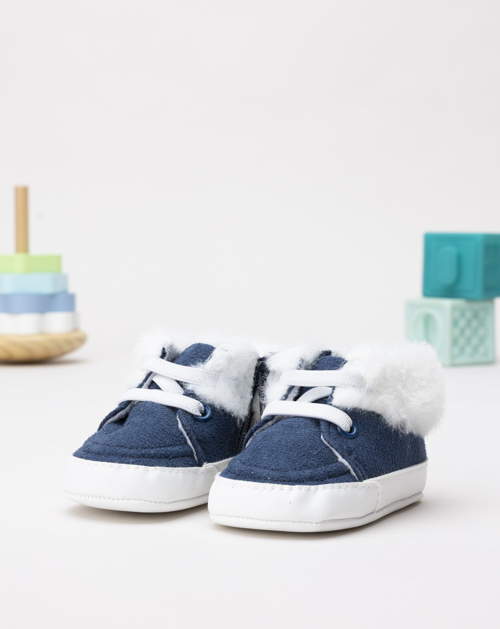 Scarpine neonato fake fure blu