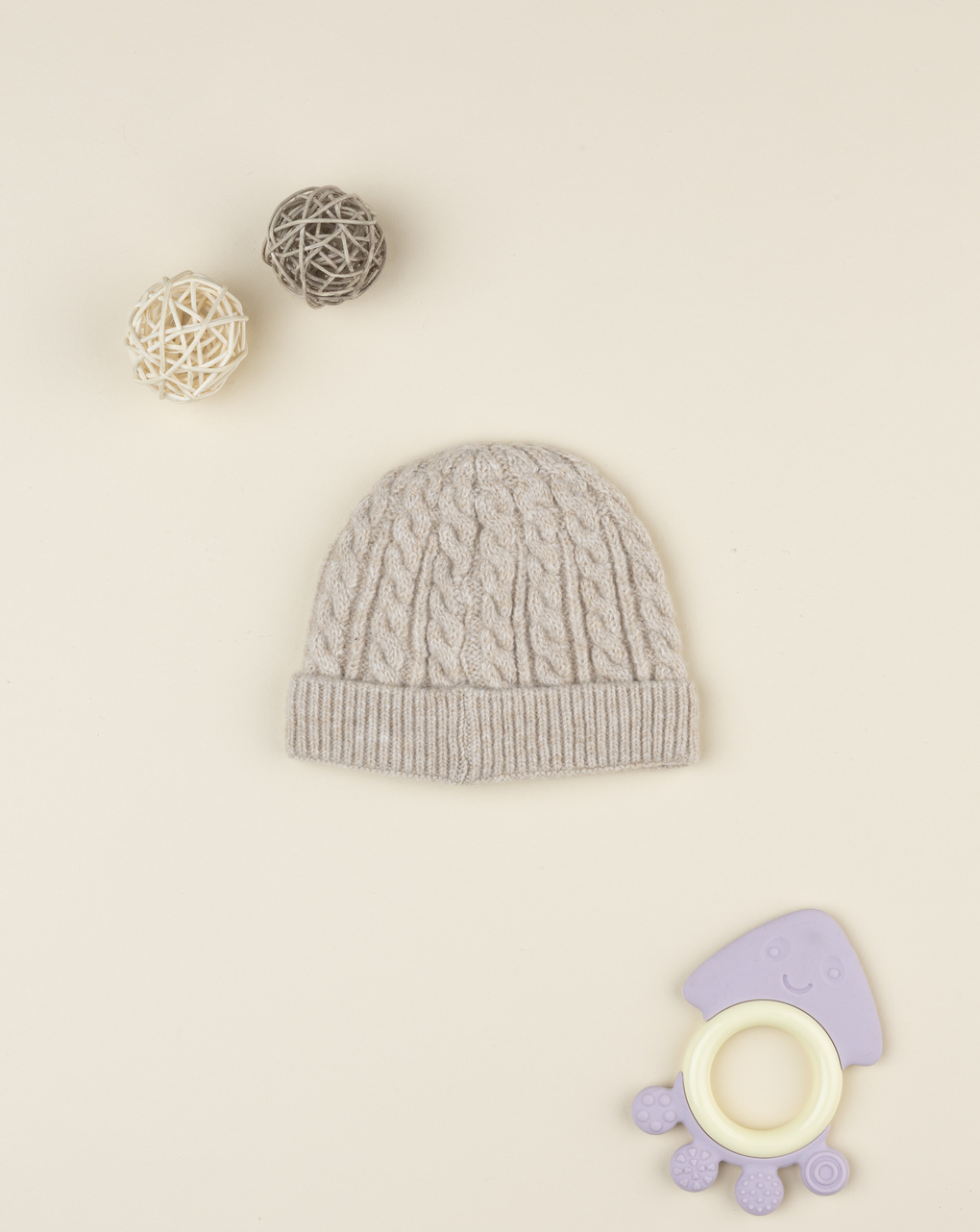 Berretto tricot bimbo beige traccia