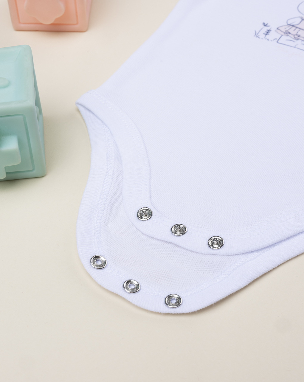 Body bimba bianco mezza manica orsetto