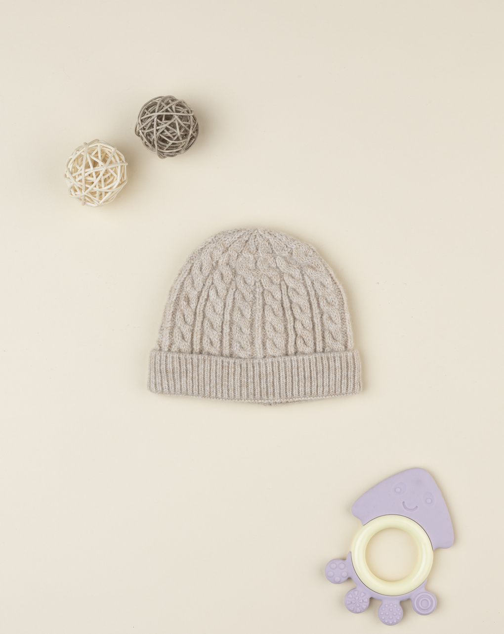 Berretto tricot bimbo beige traccia