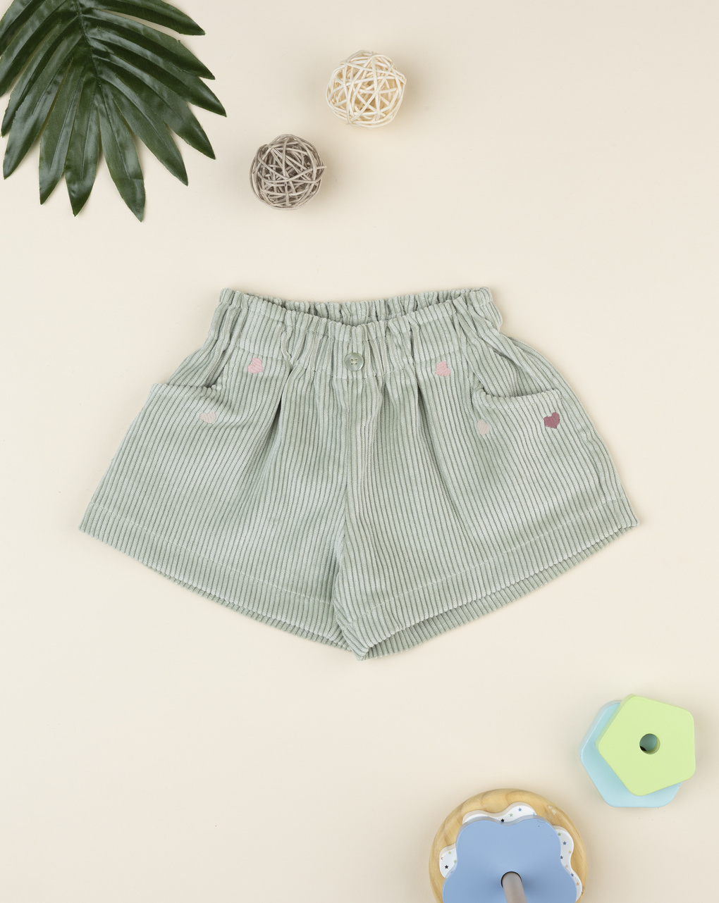 Shorts corduroy verde chiaro bambina