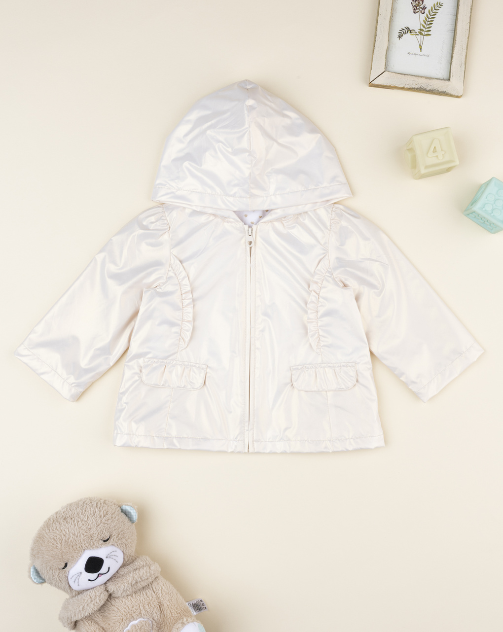 Giacca antivento foderata bimba beige
