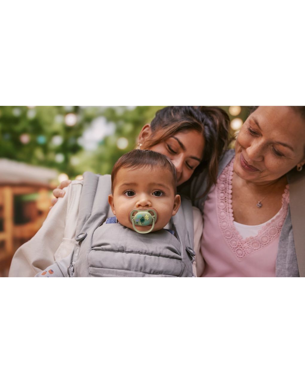 Succhietti ultra air 6-18m   pastello verde e marrone con foglie, a base vegetale - set da 2 ciucci - philips avent