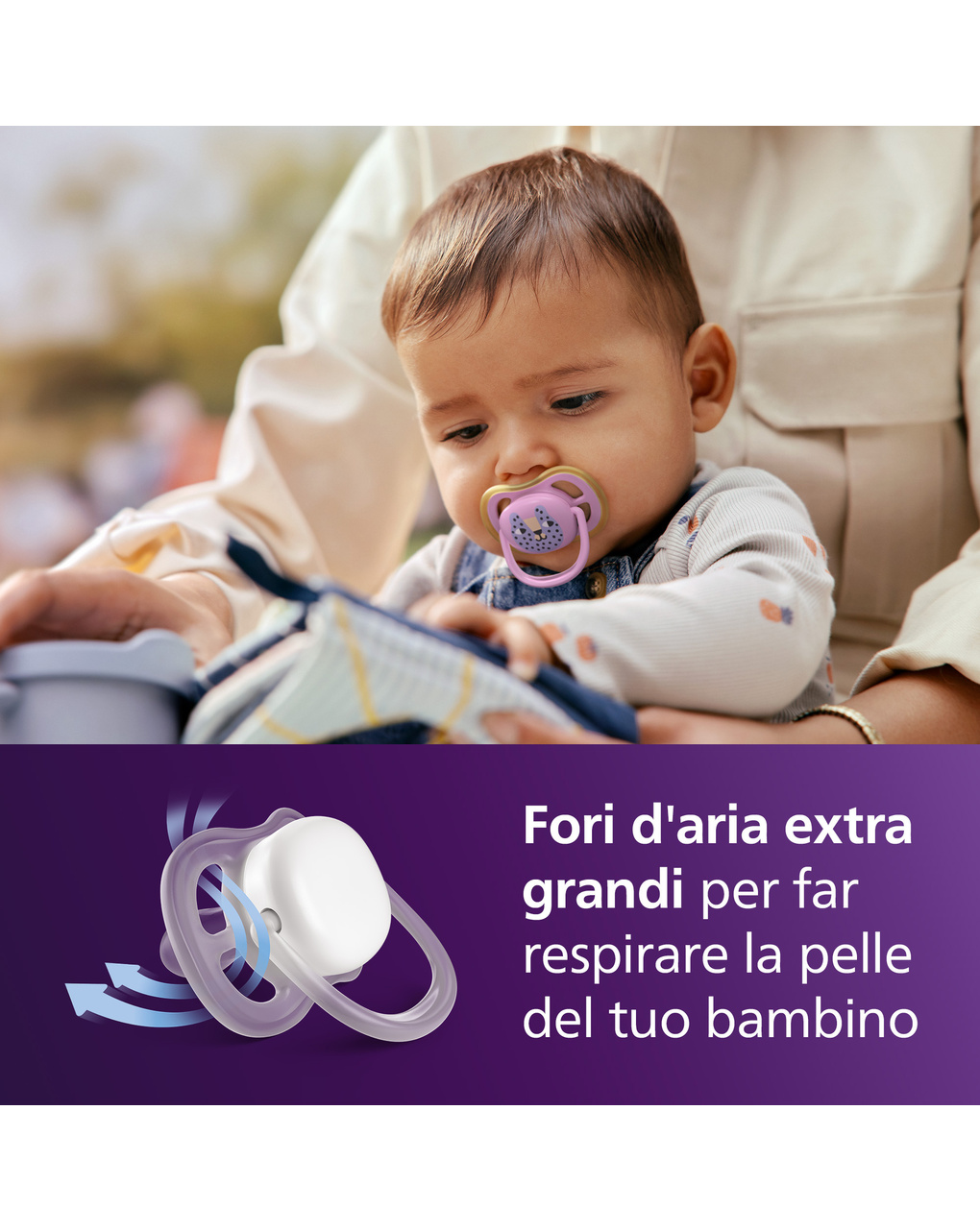 Succhietti ultra air 6-18m foglia e leopardo, a base vegetale - set da 2 ciucci - philips avent