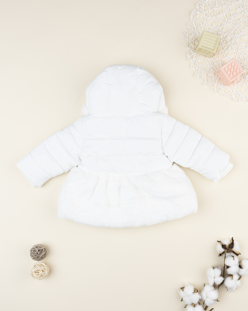 Piumino bimba bianco inserto pelliccetta