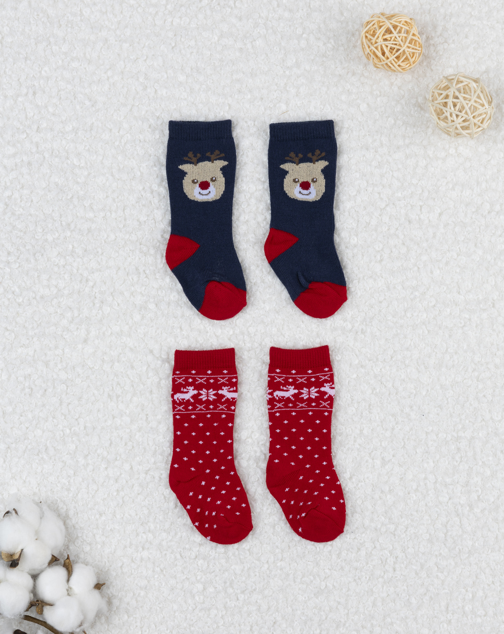 Pack 2 calze natalizie bimbo caldo cotone