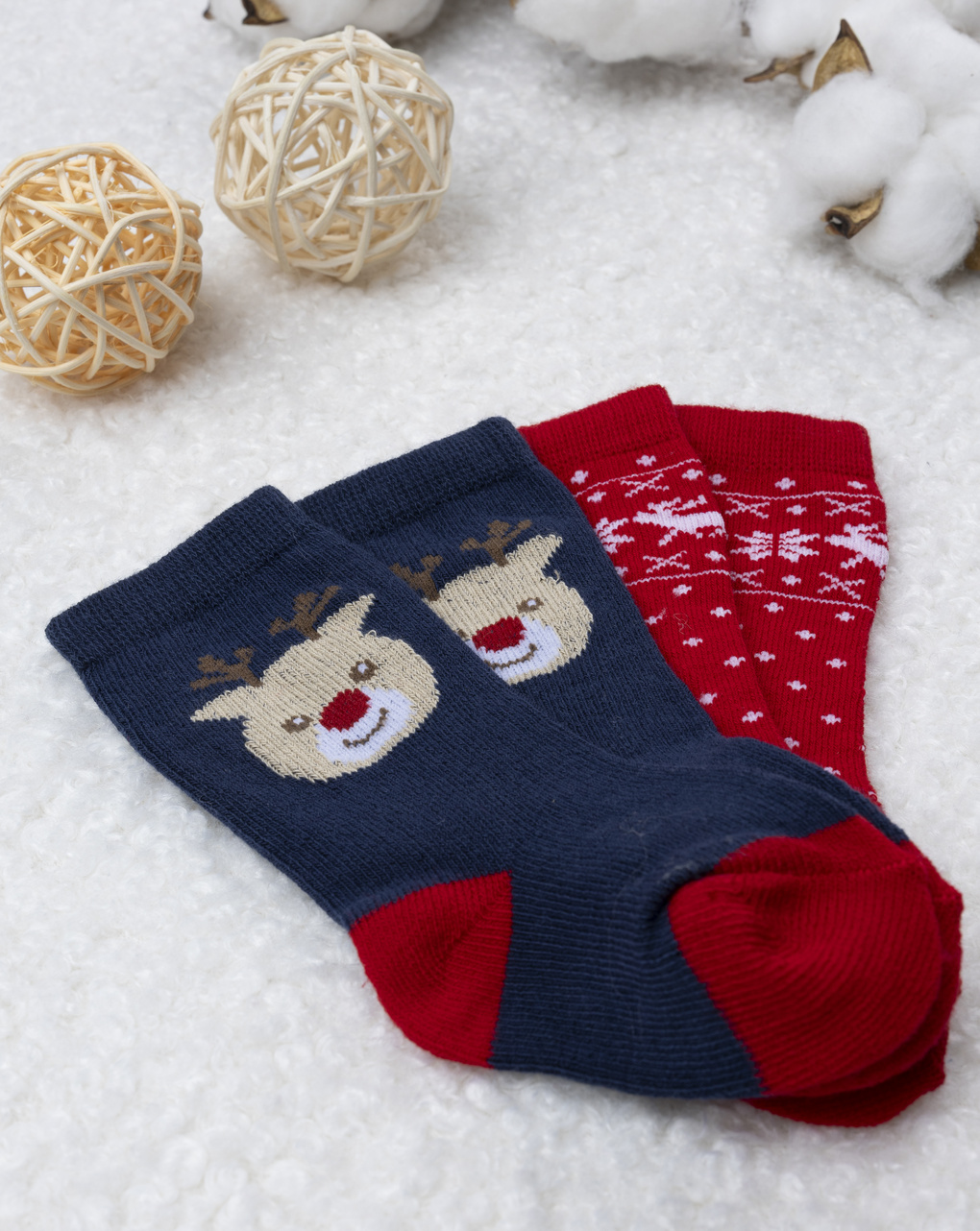 Pack 2 calze natalizie bimbo caldo cotone