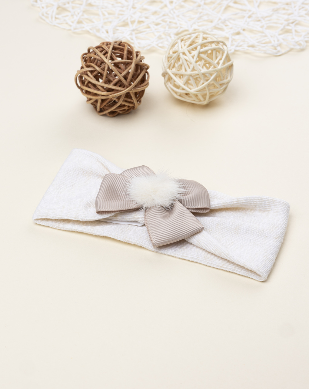 Fascia capelli neonata rossa con fiocco