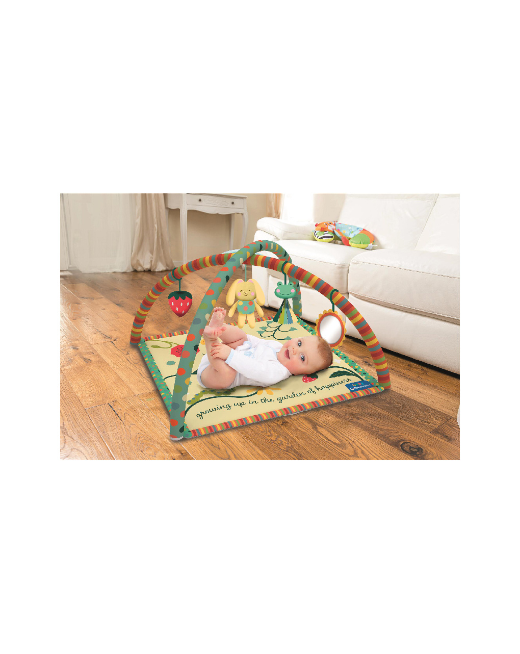 Palestrina happy garden - tappeto morbido e play gym 82x82 cm  -0m+ - clementoni